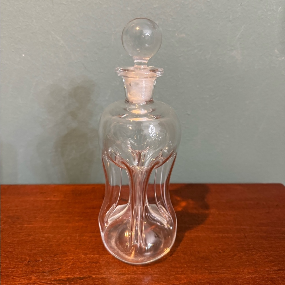 Vintage Mid Century Art Glass Holmegaard Kluk Kluk Glass Decanter Bottle 8” Tall